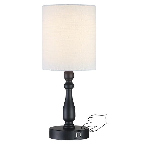 3 Way Dimmable Touch Control Small Table Lamp with 2 USB Port Brushed Steel On Sale Bed Bath Beyond 32856785