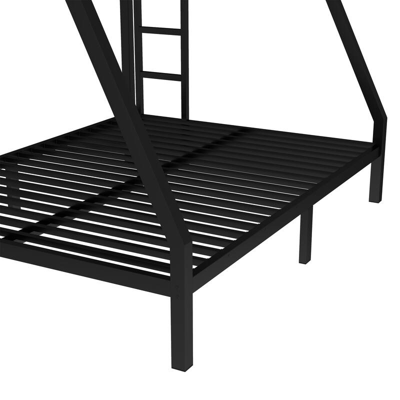 Metal Twin over Full Bunk Bed for Teens and Adults,Space-Saving/Noise Reduced/No Box Spring Needed, Black