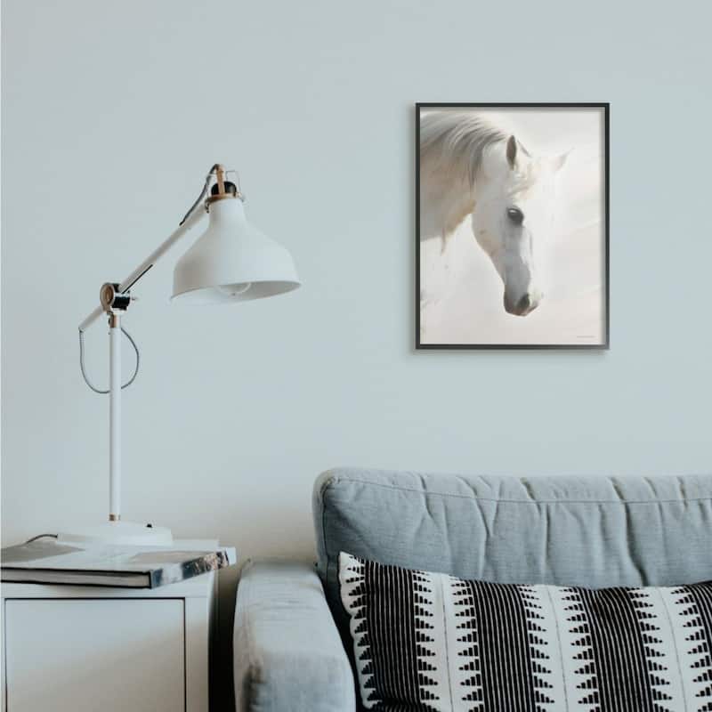 Stupell White Stallion Portrait Minimal Southwestern Horse Framed Wall Art