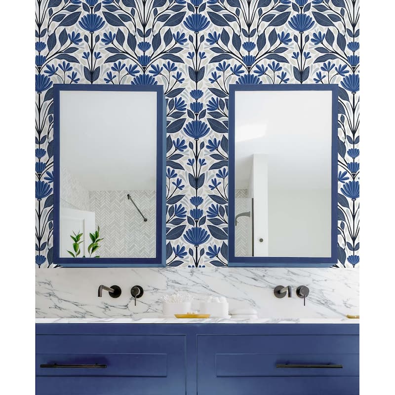 NextWall Folk Floral Peel and Stick Wallpaper