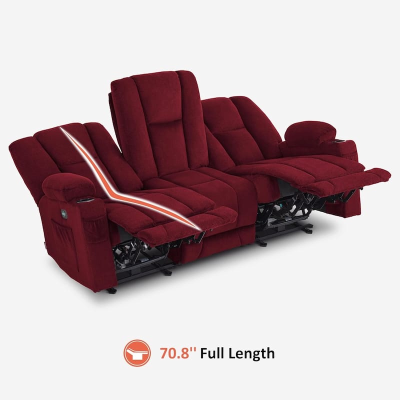 MCombo Electric Power Reclining Sofa with Massage and Lumbar Heat, Fabric 6015/6025/6035/6045