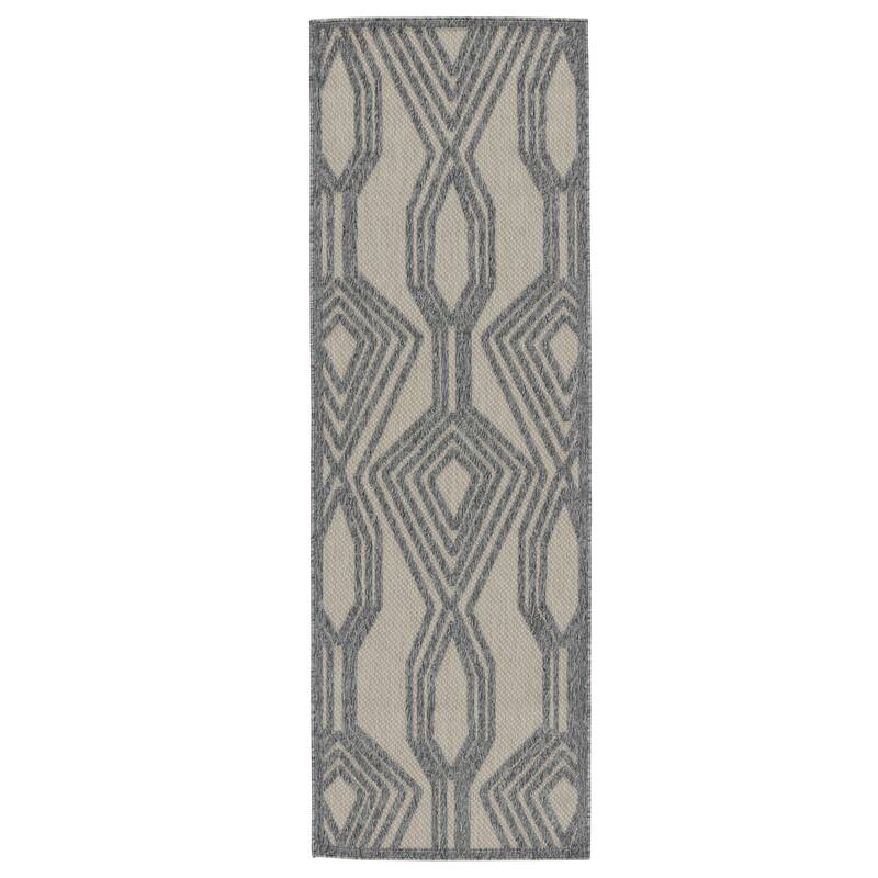 Nikki Chu Adana Indoor/ Outdoor Trellis Area Rug - 2'8" X 8' - Cream/Grey