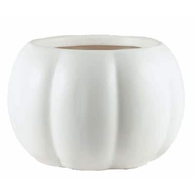 Matte White Pumpkin Shaped Planter