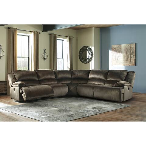 Signature Design by Ashley Clonmel Chocolate 5-Piece Power Reclining Sectional - 122" W x 122" D x 40" H