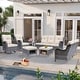 preview thumbnail 47 of 97, Gray Wicker Rattan Outdoor Patio Furniture Set Swivel Chair with Cushion