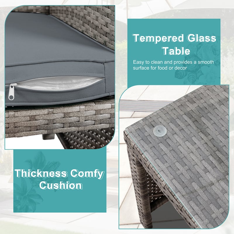 Futzca 4 Pieces Outdoor Patio Furniture Sets Conversation Sets Rattan Chair