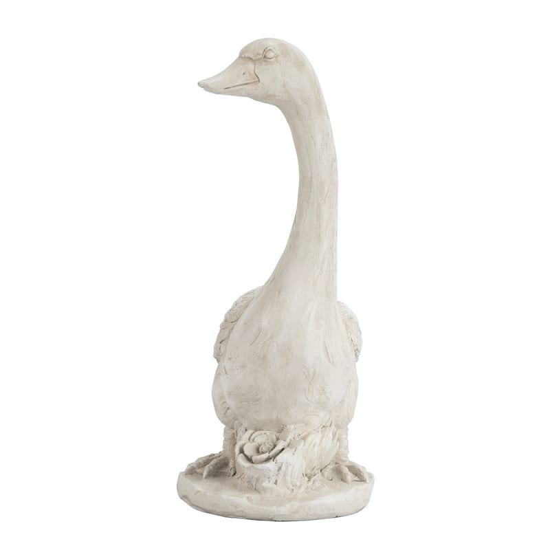 Glitzhome 20"H MGO Faux Bronze / White Goose Garden Statue