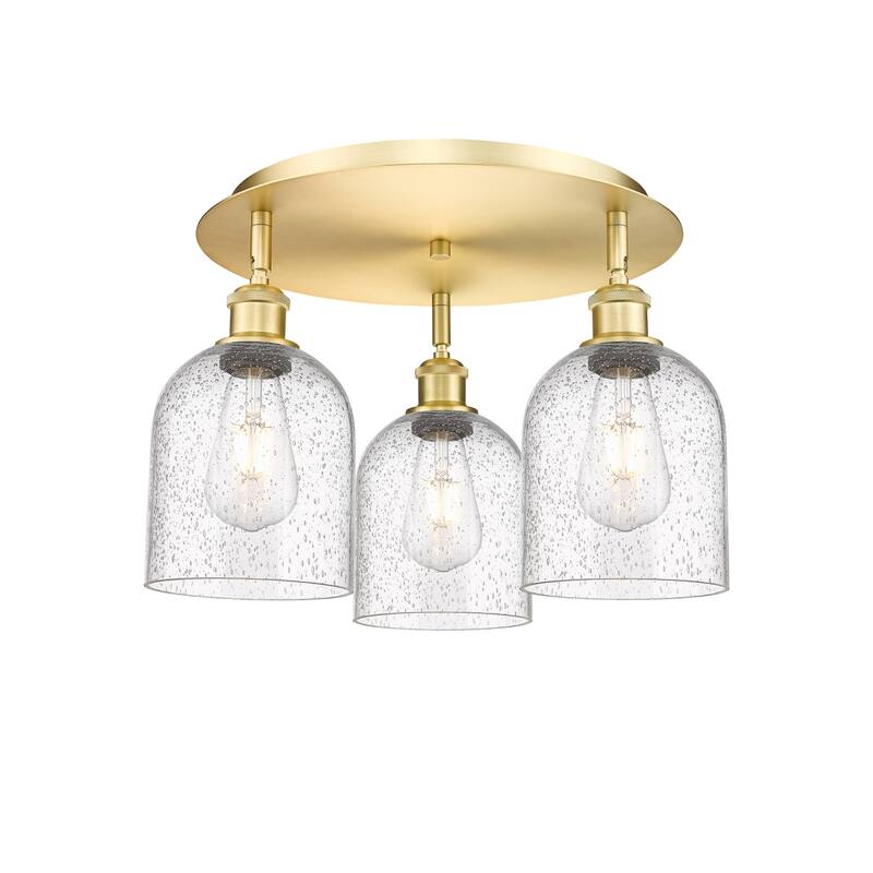 Innovations Lighting 516-3C-11-18 Bella Flush Bella 3 Light 18" Wide - Satin Gold / Seedy