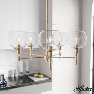 Hunter Xidane Metal and Glass Orb Chandelier - Entry, Kitchen or Dining Room Table, Bedroom - Mid-Century Modern, Transitional