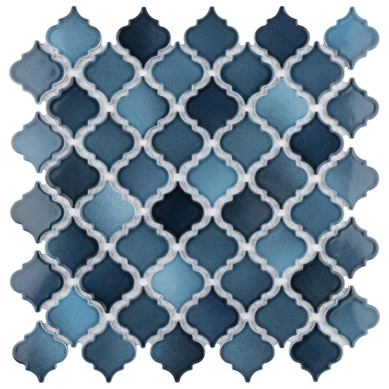Merola Tile Hudson Tangier Glacier 12-3/8" x 12-3/8" Porcelain Mosaic Floor and Wall Tile - Case (10 Tiles)
