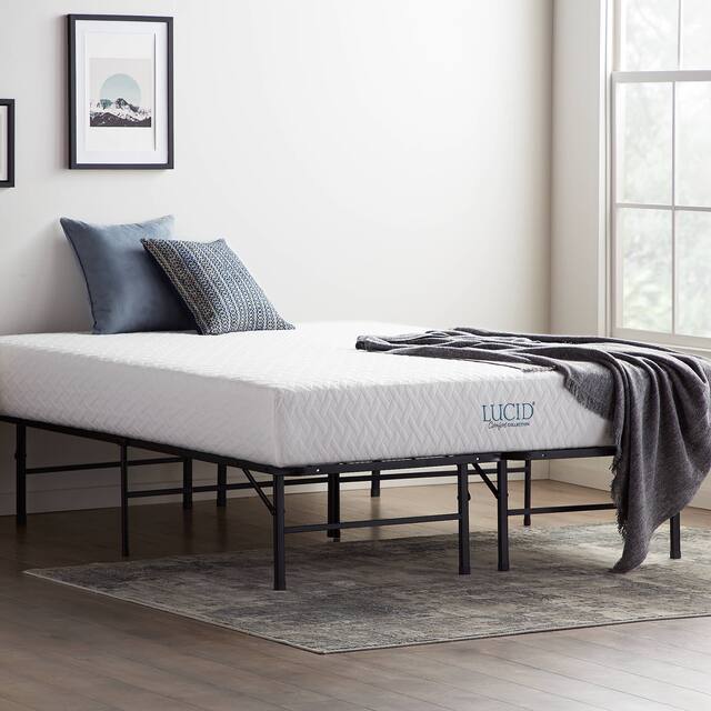 LUCID Comfort Collection 10-inch Gel Memory Foam Mattress with Platform Bed Frame Set