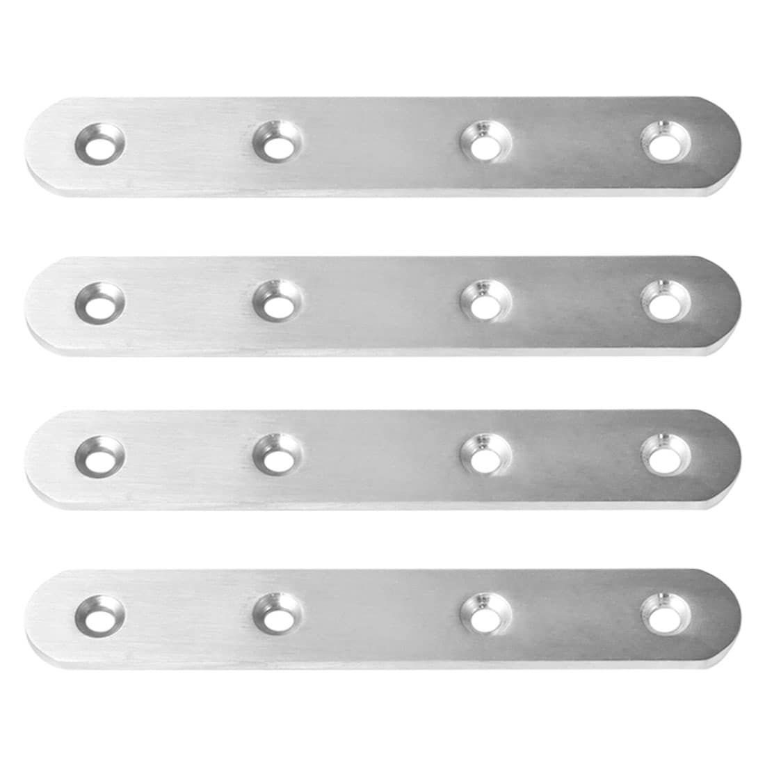 uxcell® 2pcs Straight Bracket Stainless Steel 100mm Flat Brace Fastener Brackets Corner Protector Support w Screws for Furniture 