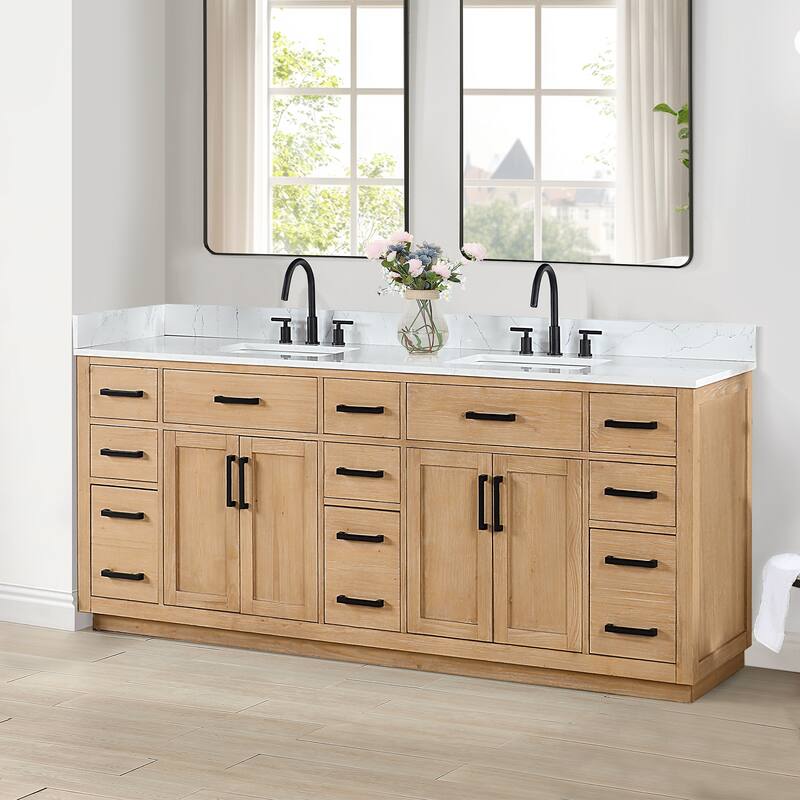 Altair Gavino Bath Vanity with Grain White Composite Stone Top, no Mirror