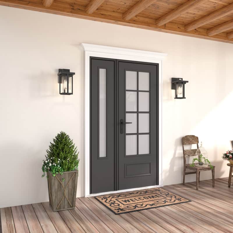 Acroma - 1 Light Steel & Glass Lantern Dimmable Outdoor Wall Light