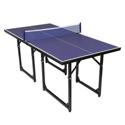 Folding Table Tennis Table, Indoor Ping Pong Table - Blue - Overstock ...