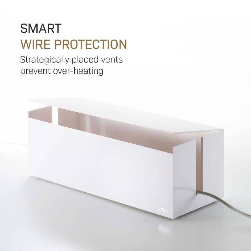 Yamazaki Home Cable Management Box, ABS Plastic, Lid - L 6.1 x W 15.75 x H 5.71 inches