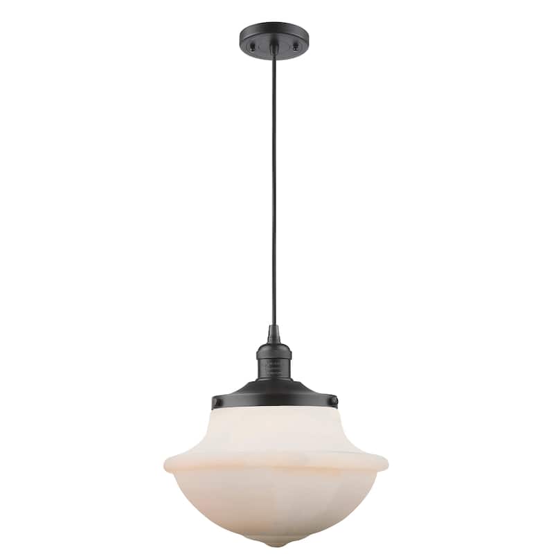 Innovations Lighting Franklin Restoration Oxford - 1 Light 12" Cord Hung Mini Pendant - Oil Rubbed Bronze/Matte White