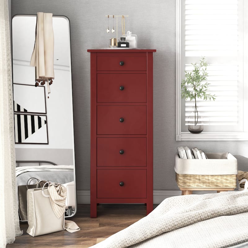 Wal Farmhouse Round Knobs 5-Drawer Storage Chest by Furniture of America
