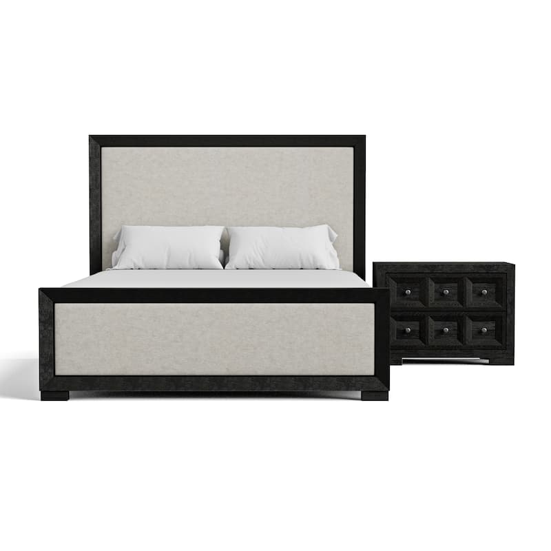 Furniture of America Durem II Modern 2-Piece Solid Wood Panel Bedroom Set with Oversized Nightstand