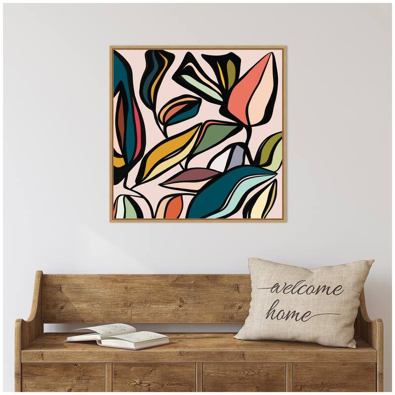 Kate and Laurel Fanciful Ficus SQ Expansion by Alicia Bock Framed Canvas Wall Art Print