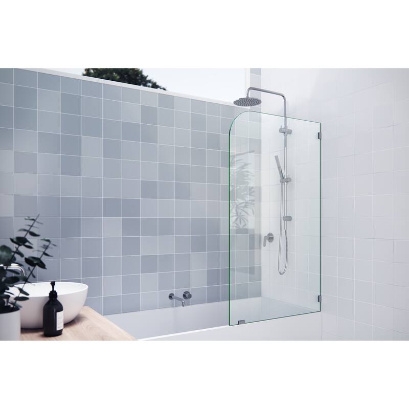 Solaris 30 in. x 58.25 in. Frameless Bathtub Shower Door - Single Fixed Panel Radius