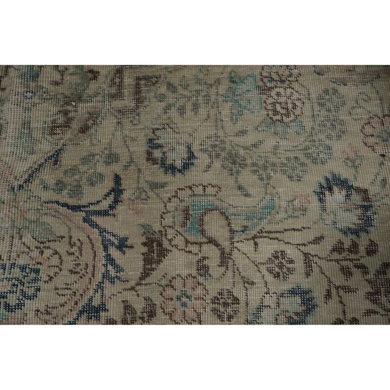 Hand Knotted Oriental 100% Wool Carpet Traditional Floral Beige & Ivories Kashmar Area Rug - 12' 0'' X 9' 7''
