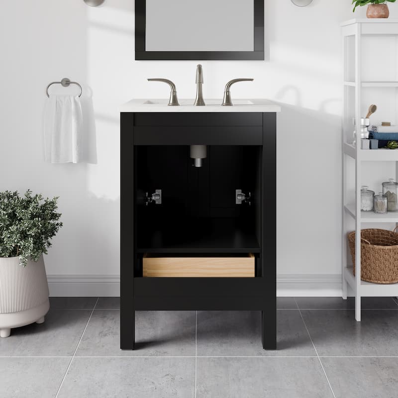 Eviva Aberdeen 24"W Bath Vanity with Carrara Quartz Top