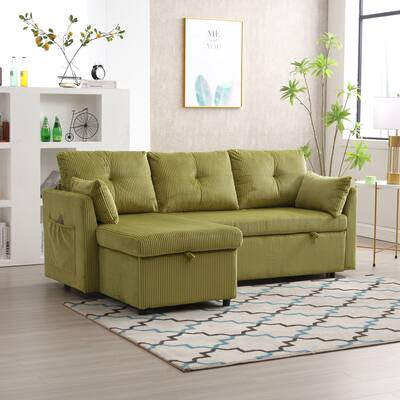Green 81.1'' L-Shaped 3-Seater with Reversible Chaise Lounge and Storage