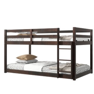 Twin Size Low Bunk Bed for Kids, No Box Spring Needed