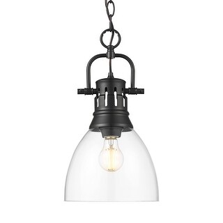 Yep by Golden Lighting Duncan 1-light 9in chain hung Pendant in Matte Black and Clear Glass