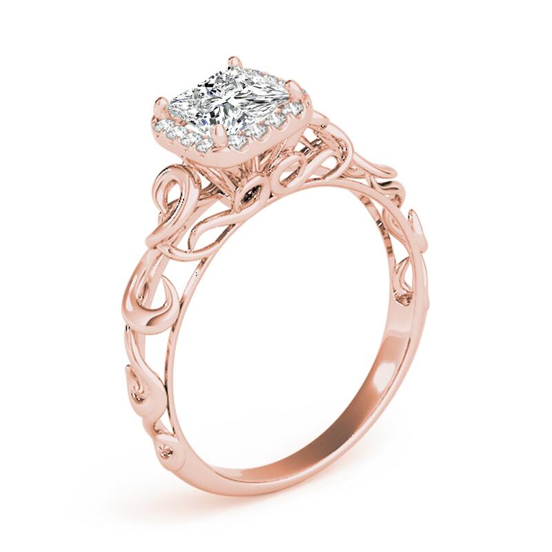 Auriya 14k Rose Gold Lab Grown Princess Diamond Halo Engagement Ring 0.50 to 5.00 ct. tw. (F-G VS)