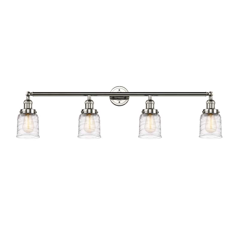 Innovations Lighting 215-10-42 Bell Vanity Bell 4 Light 42" Wide - Polished Nickel / Deco Swirl