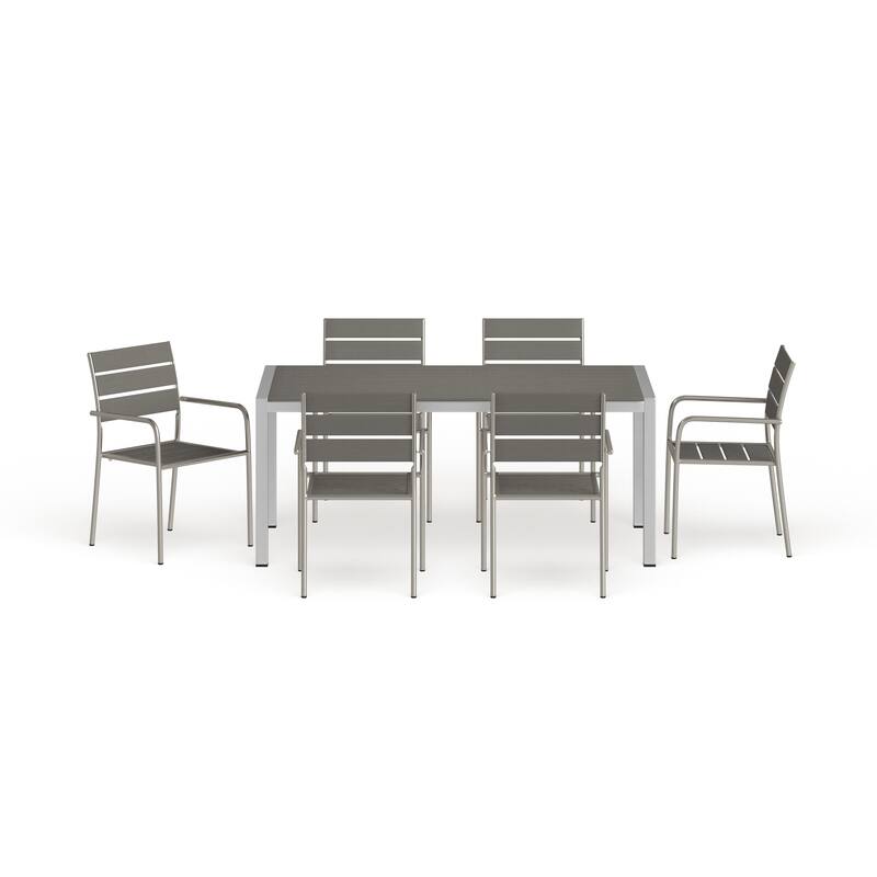 Shore 7 Piece Outdoor Patio Aluminum Dining Set