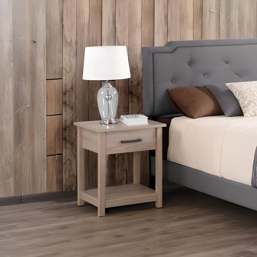 Contemporary Sandle Wood Nightstand with Spacious Top