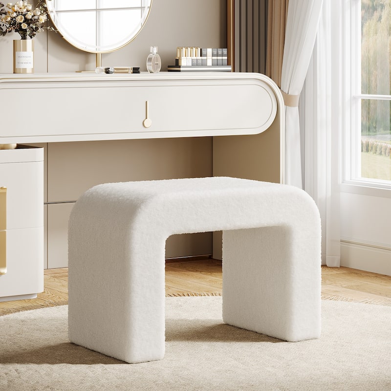 Modern Vanity Stool Upholstered Ottoman Arched Footstool for Home