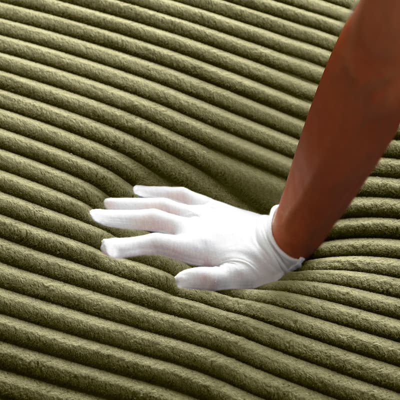 125" L Shaped Sectional Sofa with 2 Ottomans, Cloud Corduroy Couch with Deep Seat, Cup Holders and USB Ports