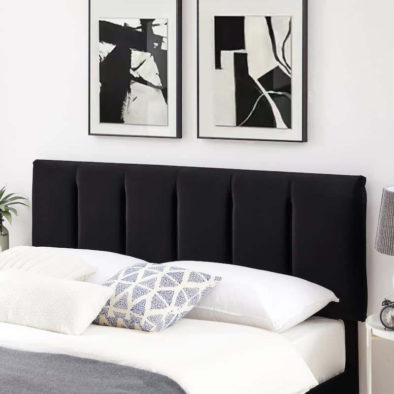 Black Bed Frame with 4 Storage Drawers, Upholstered Platform Bed Frame with Adjustable Headboard