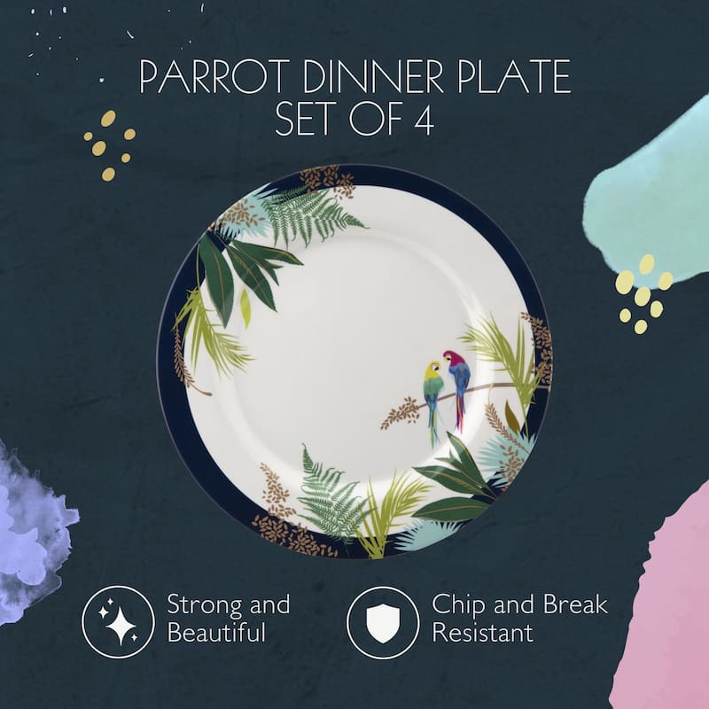 Portmeirion Set of 4 Sara Miller London Parrot Melamine Plates