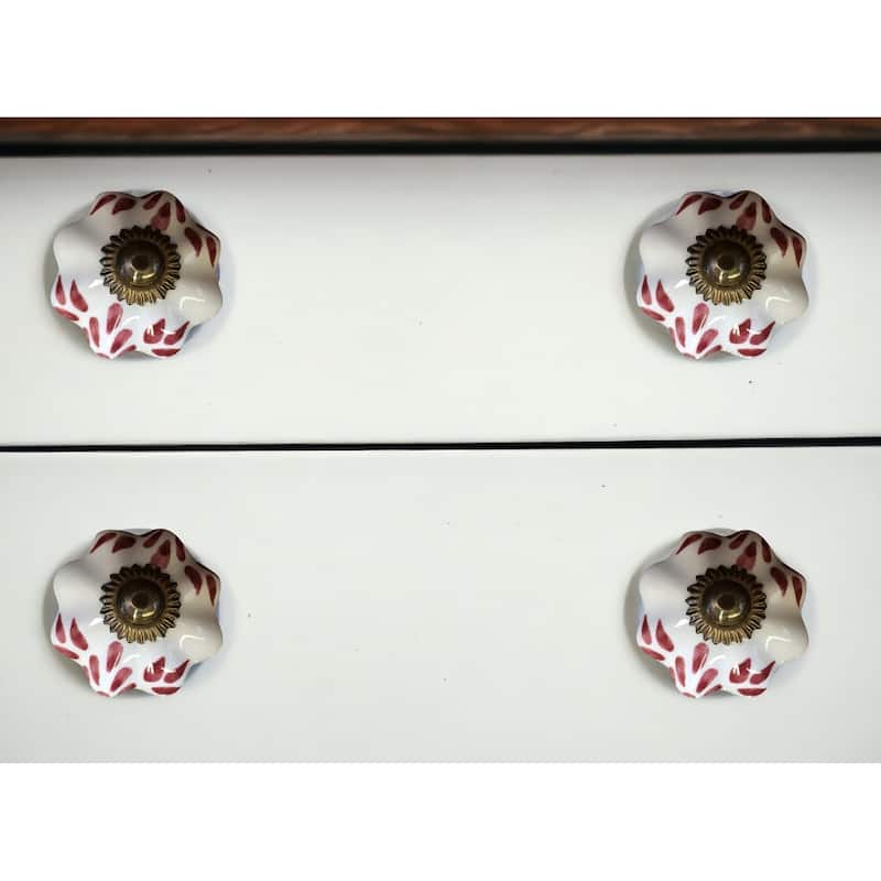 HomeRoots Set of Eight Brown And White Ceramic And Metal Drawer Pull Knobs - 1.5' X '1.5' X '1.5 - White/Brown - 1.5' X '1.5' X '1.5