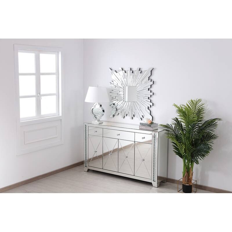 60 in clear crystal mirrored credenza
