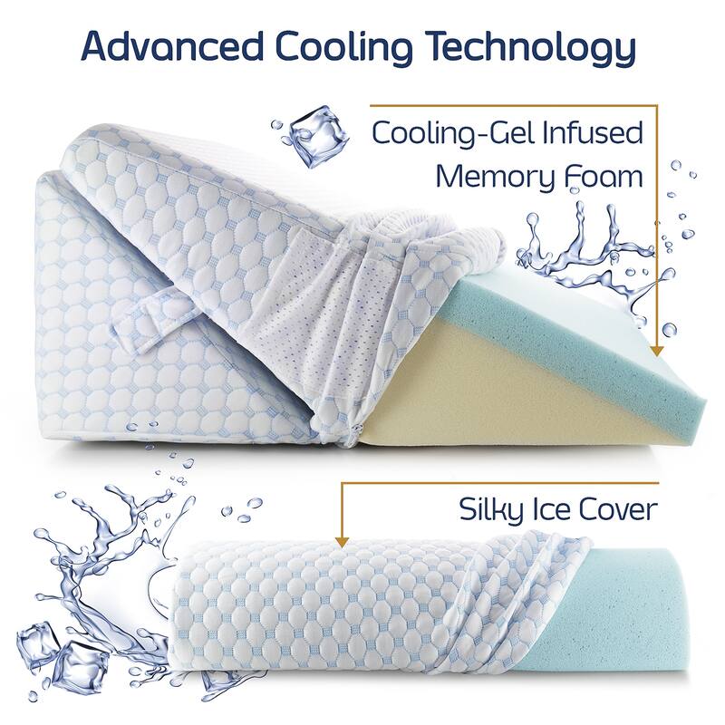 Nestl Adjustable Wedge Pillow with Cooling Cover and Extra Pillow - 12-in-1 Wedge pillows for Acid Reflux and After Surgery