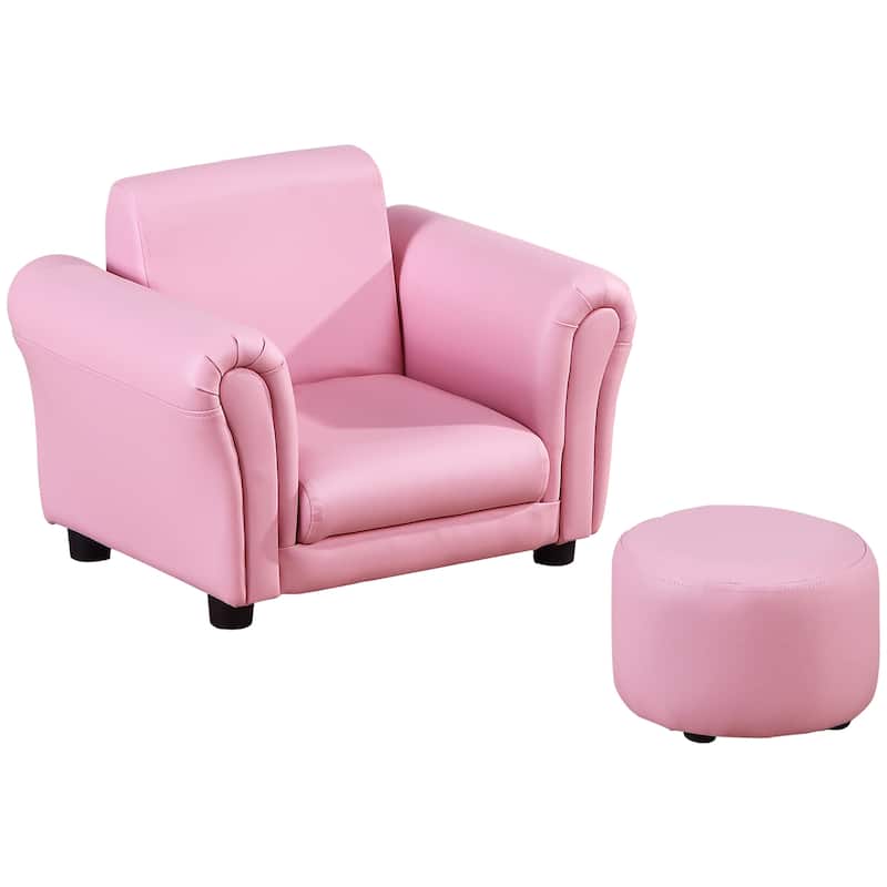Qaba Kids Sofa Chair with Matching Ottoman for 18 to 36 Months