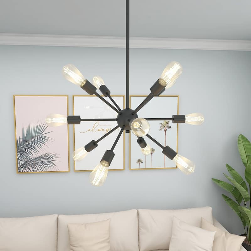 12 - Light Matte Black Sputnik Sphere Chandelier
