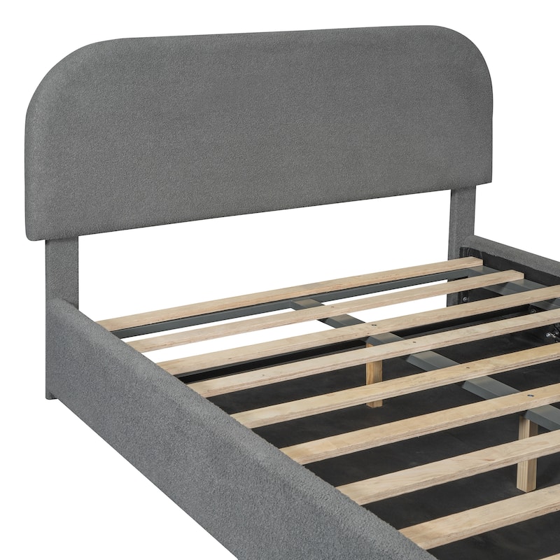 Teddy Fleece Upholstered Bed with Hydraulic Storage