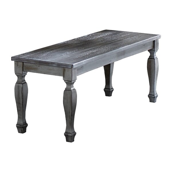 Rectangular Grained Wooden Bench with Square Baluster Legs ...