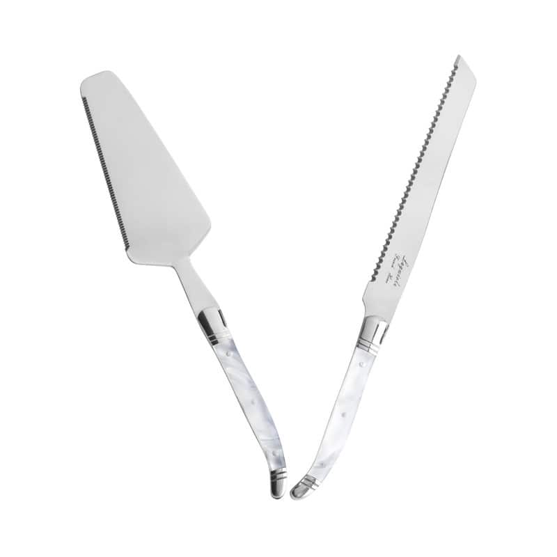 French Home Connoisseur Laguiole 2-Piece Cake and Pie Server Set with Pearl White Handles - N/A