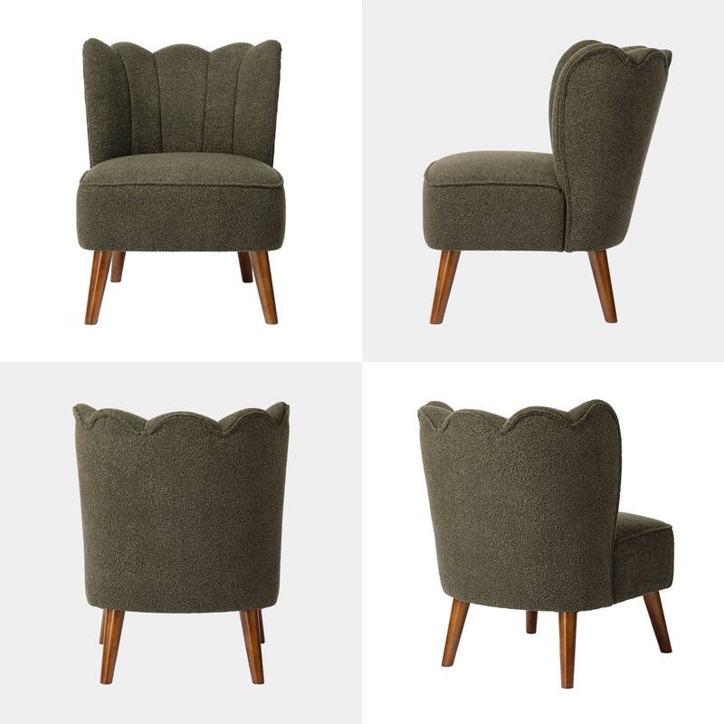 Glitzhome Set of 2 32.75"H Upholstered Tufted Accent Chair with Rubber Wood Legs