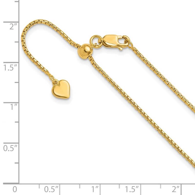 Curata 925 Sterling Silver Italian 22" Gold-plated Adjustable 1.25mm Round Box Chain Necklace