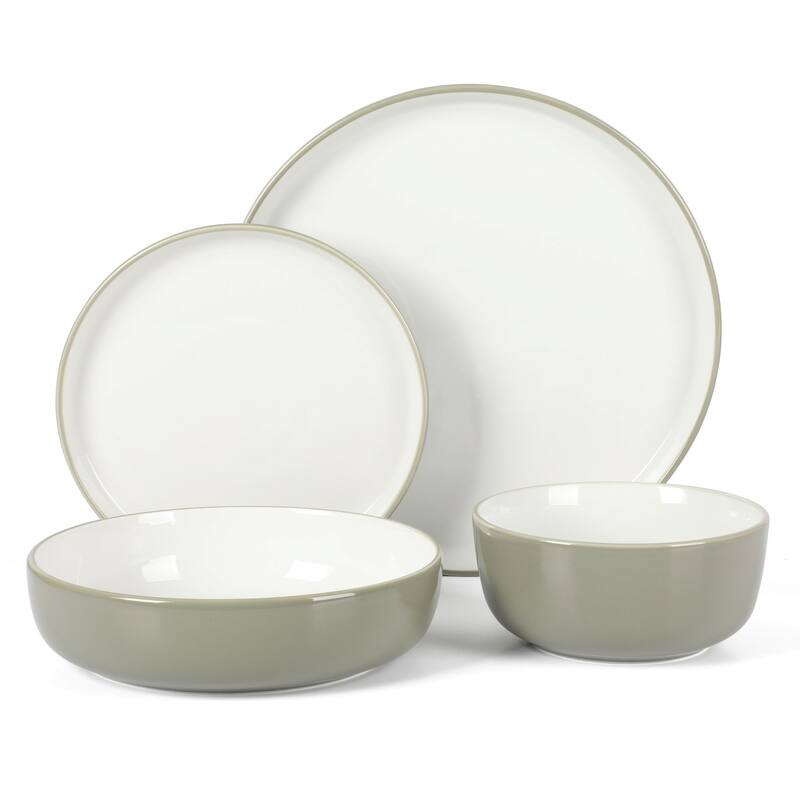 Sur La Table Kitchen Essentials 16-Piece Two-Tone Porcelain Dinnerware Set