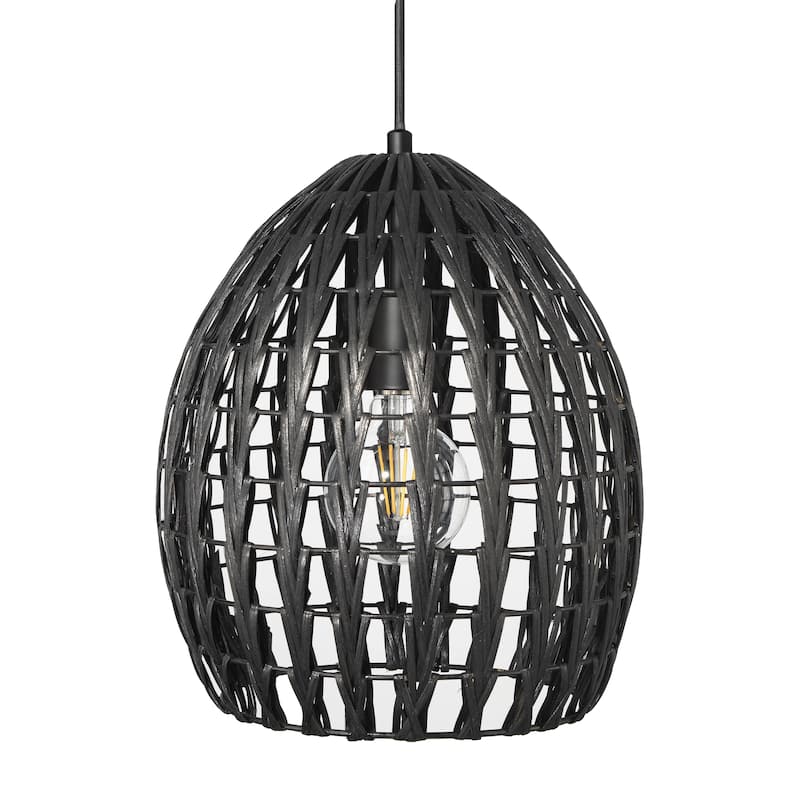 Persephone Metal and Handwoven Rattan Ceiling Light - 12.0"L x 12.0"W x 14.0"H